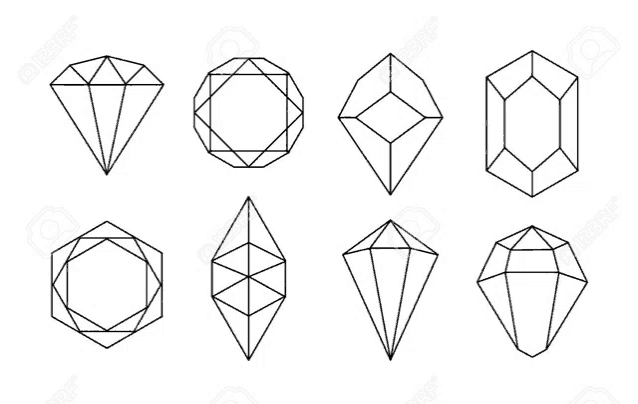 a set of geometric shapes of diamonds on a white background