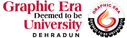 graphic era deemed to be university dehradun logo on a white background