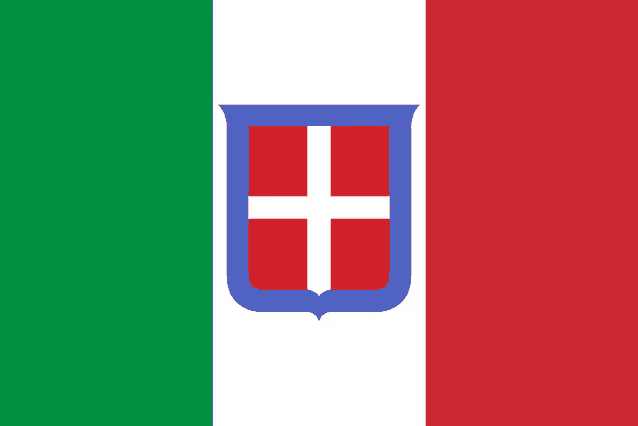 a green white and red flag with a blue shield with a cross