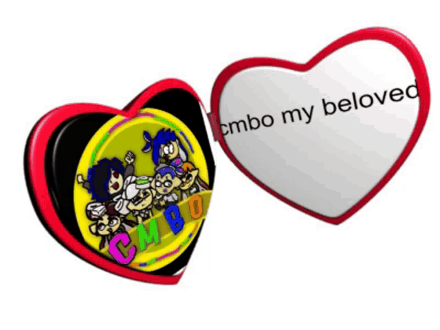 a heart shaped mirror with the words cmbo my beloved on it