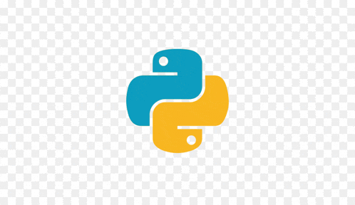 a blue and yellow python logo on a white background