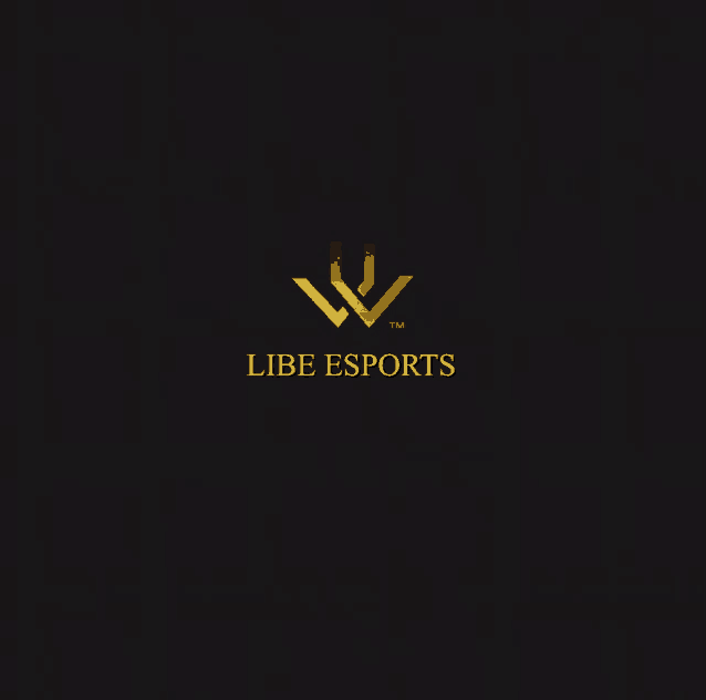 a black background with a gold logo that says " libe esports "