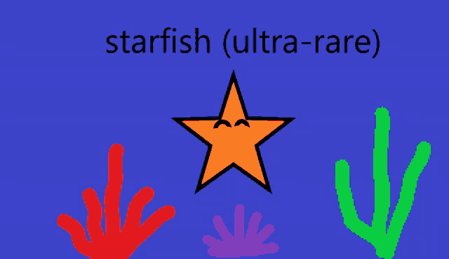 a blue background with the words starfish ( ultra-rare ) written on it