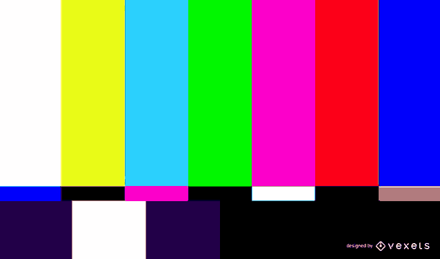 a colorful television screen with a black border and a black background .