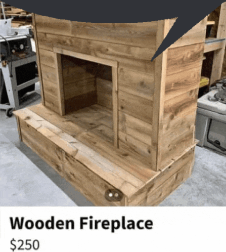 a wooden fireplace for sale for $ 250