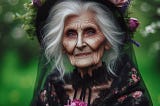 An AI image of a creepy old woman