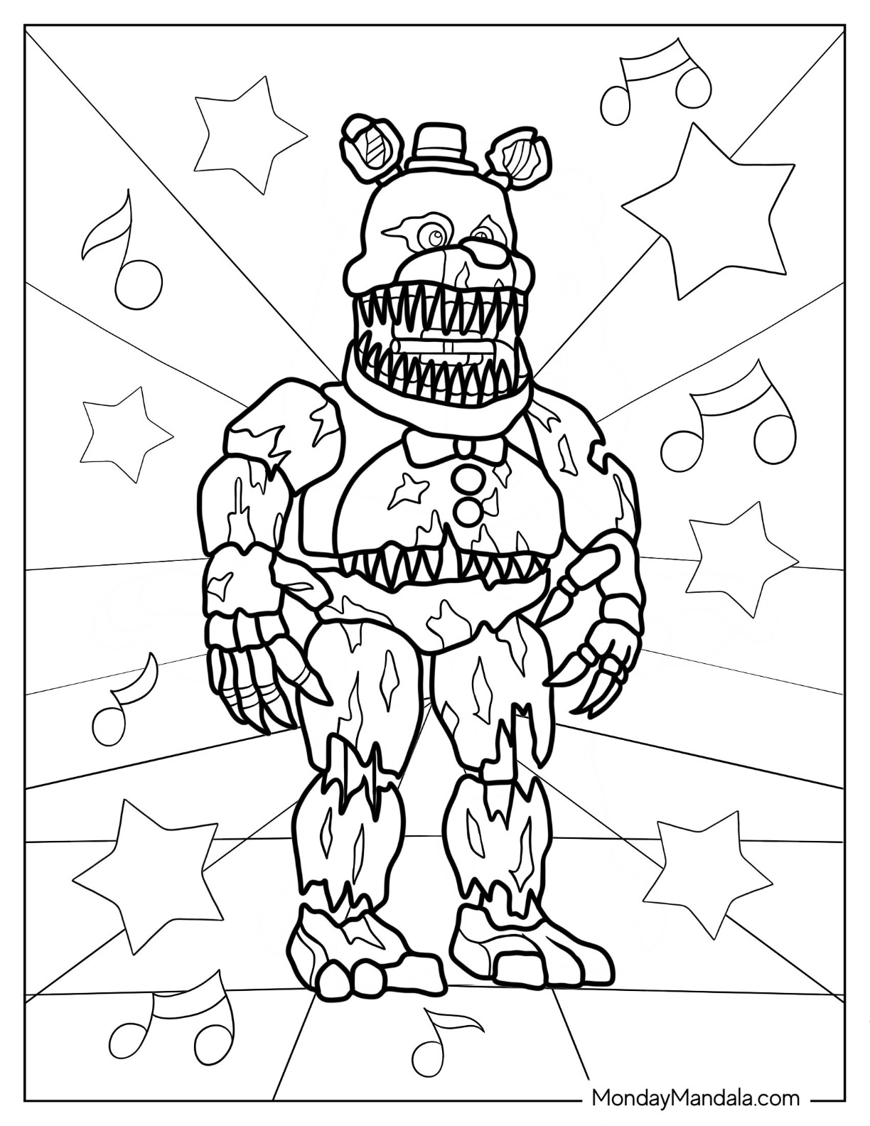 Five Nights At Freddy's Coloring Page Of Nightmare Fredbear