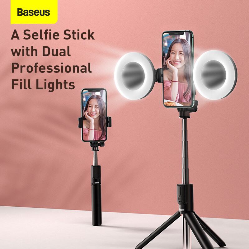 แท่นยึด Baseus Selfie Stick Bluetooth Selfie Stick เติมแสง รีโมทคอนโทรลไร้สาย ไม้เซลฟี่พร้อมขาตั้ง สำหรับสตรีมมิงแบบสดสำหรับโทรศัพท์