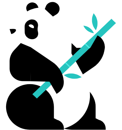 illustration of a Giant Panda holding a cane of bamboo