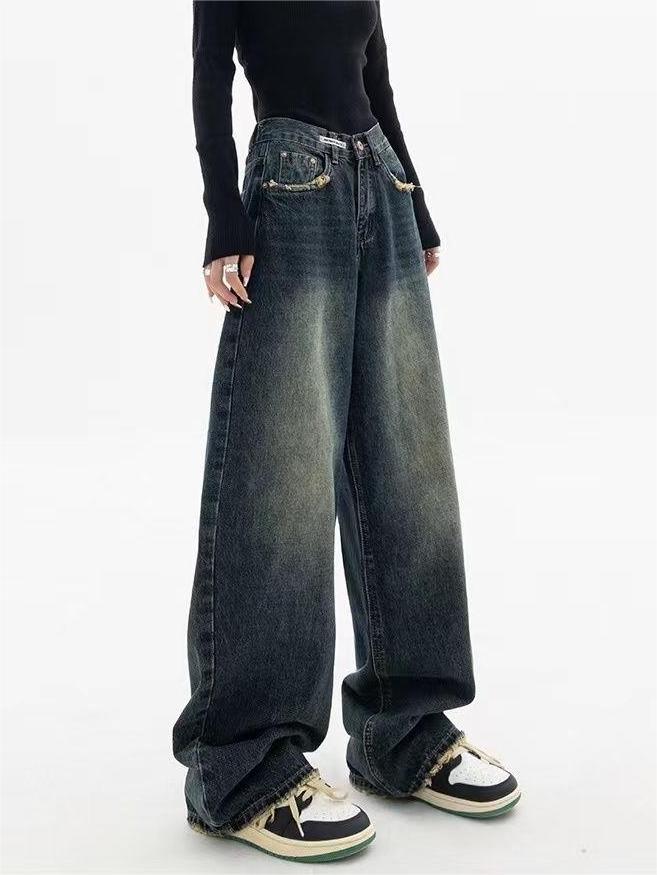 Washed Effect Vintage Baggy Boyfriend Jeans