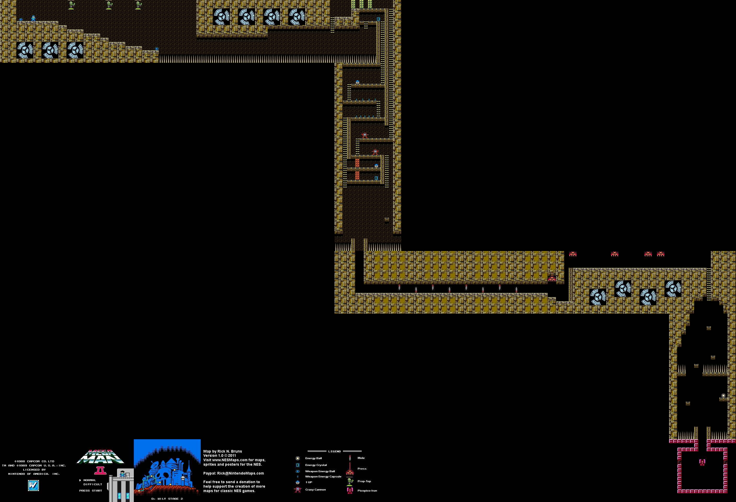 Mega Man II 2 - Dr. Wily Stage 2 Nintendo NES Map