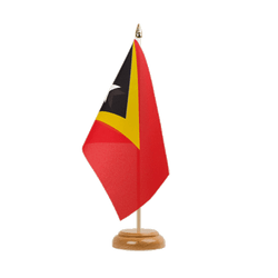 East Timor Table Flag 6x9", wooden