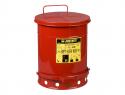 Oily Waste Can, 10 gallon, foot-operated self-closing cover, Red Oily Waste Can, 10 Gallon, Foot-Operated Self-Closing C