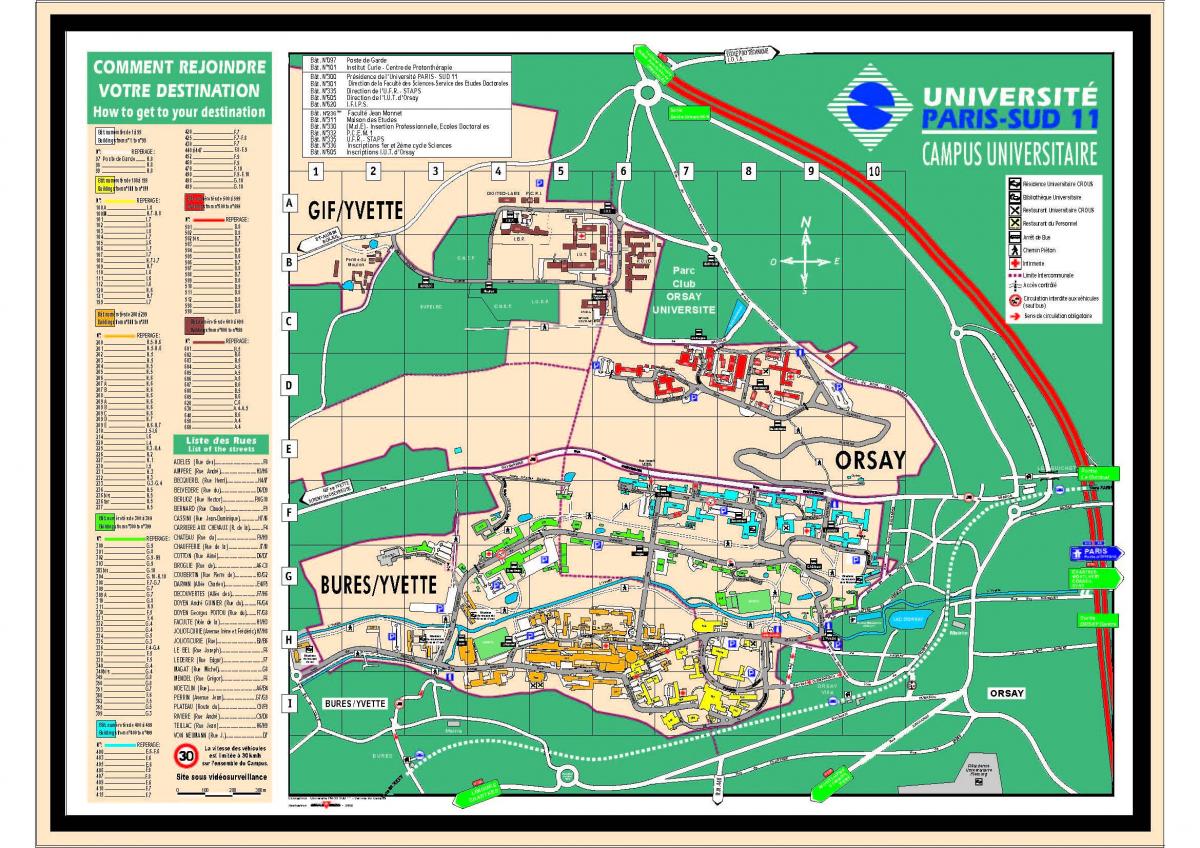 Kart av Universitetet Orsay