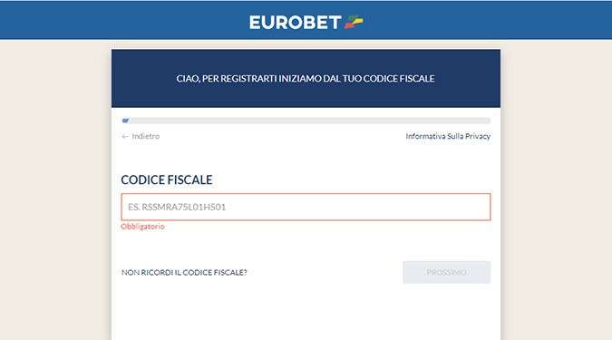 Eurobet Registrazione