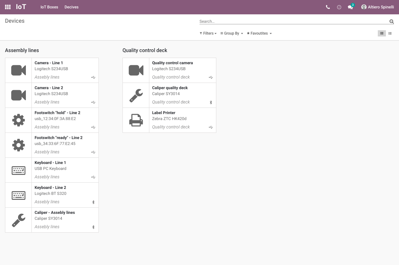 Todos los dispositivos que se han encontrado están disponibles automáticamente en Odoo.