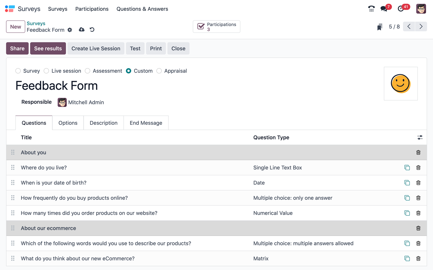 Antarmuka situs web mengenai formulir feedback seorang pengguna