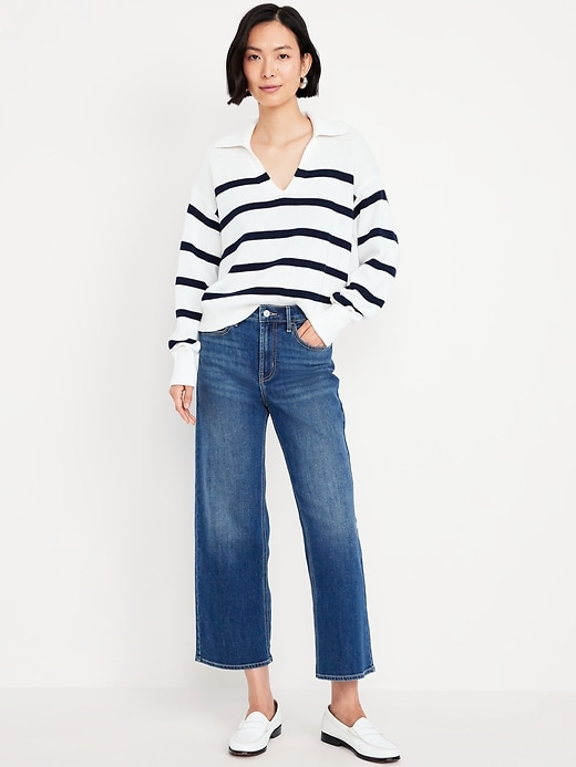 Image number 1 showing, High-Waisted Wow Crop Wide-Leg Jeans