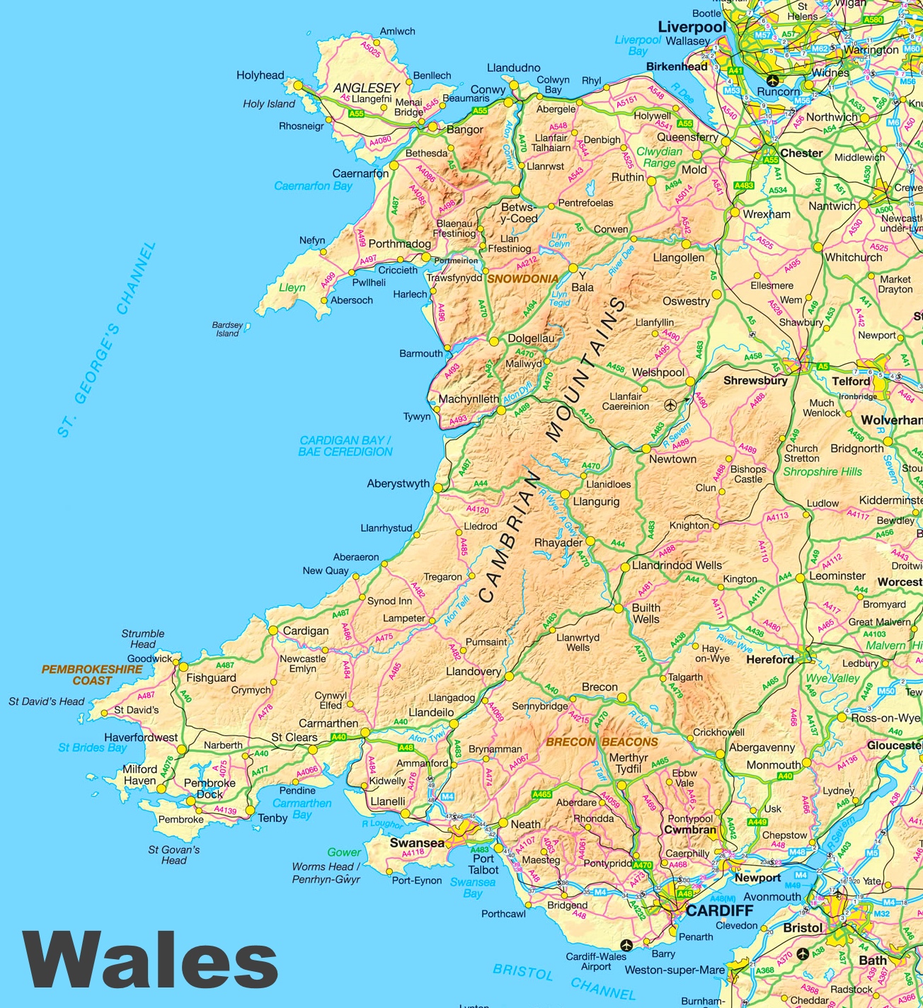 Kaart Engeland Wales - kaart