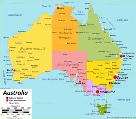 Large Detailed Map of Australia With Cities And Towns