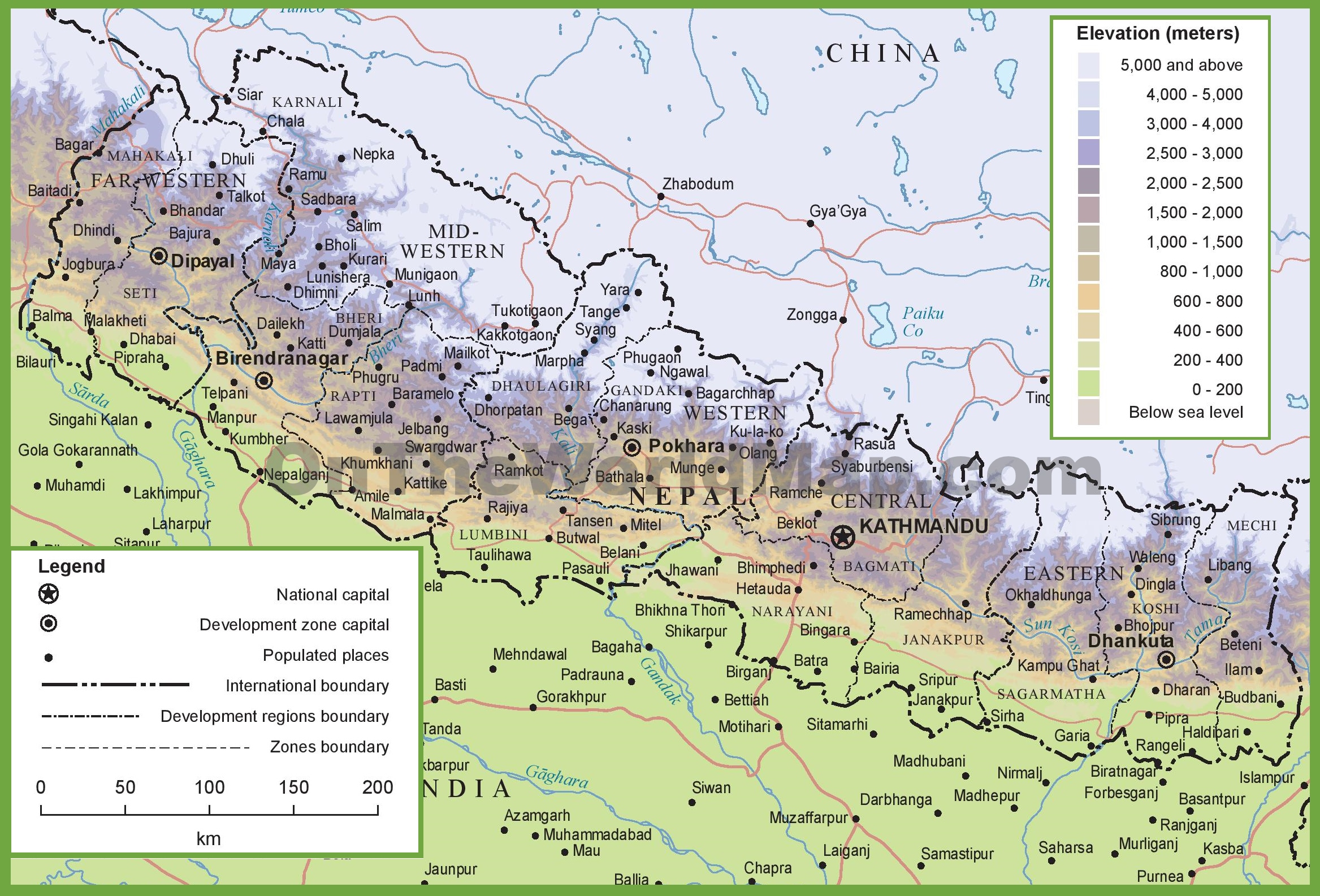 Large Physical Map Of Nepal With Roads Cities And Air - vrogue.co