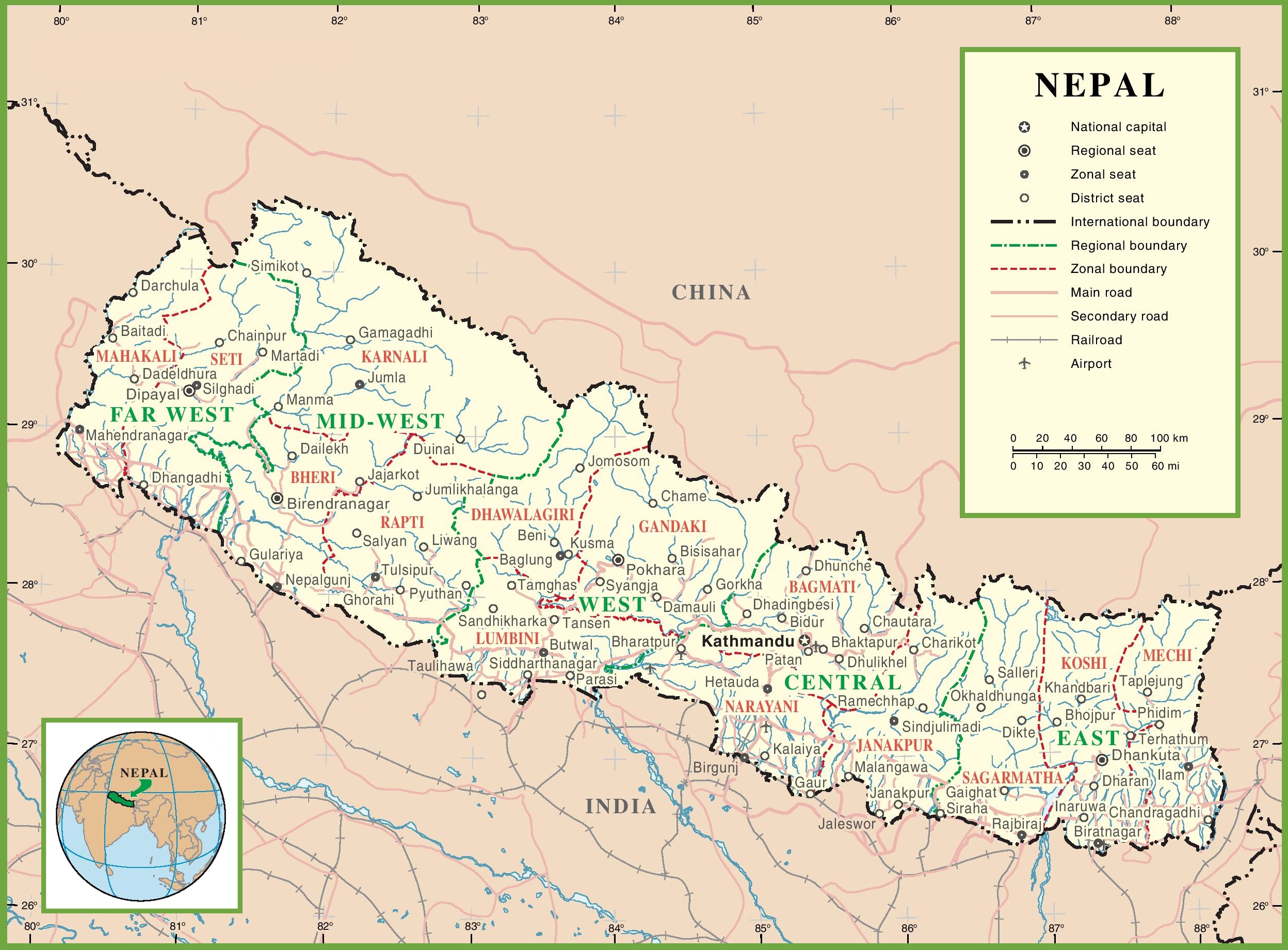 Nepal political map