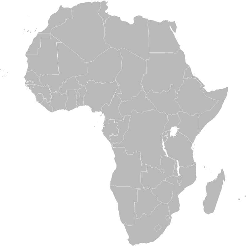 Map of Africa showing Ethiopia