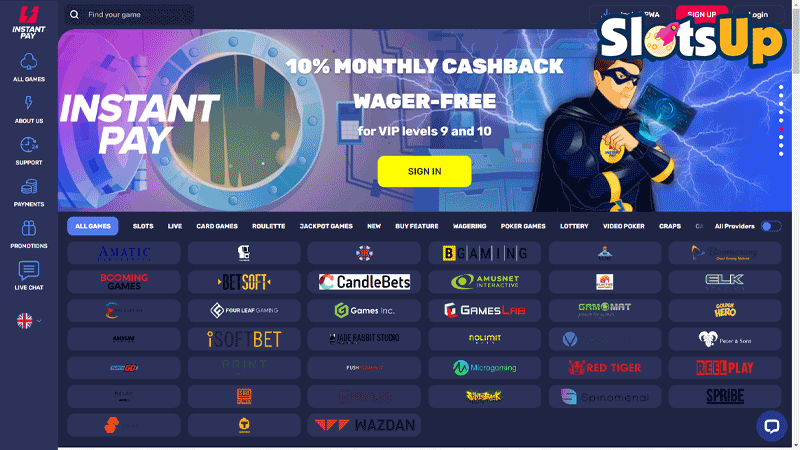 InstantPay Casino Lobby