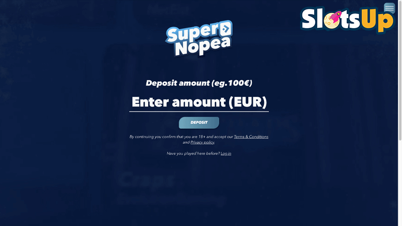 Super Nopea Casino Login Page