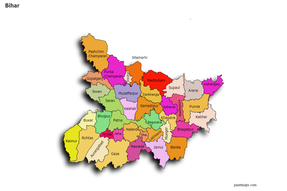 Bihar Map With District