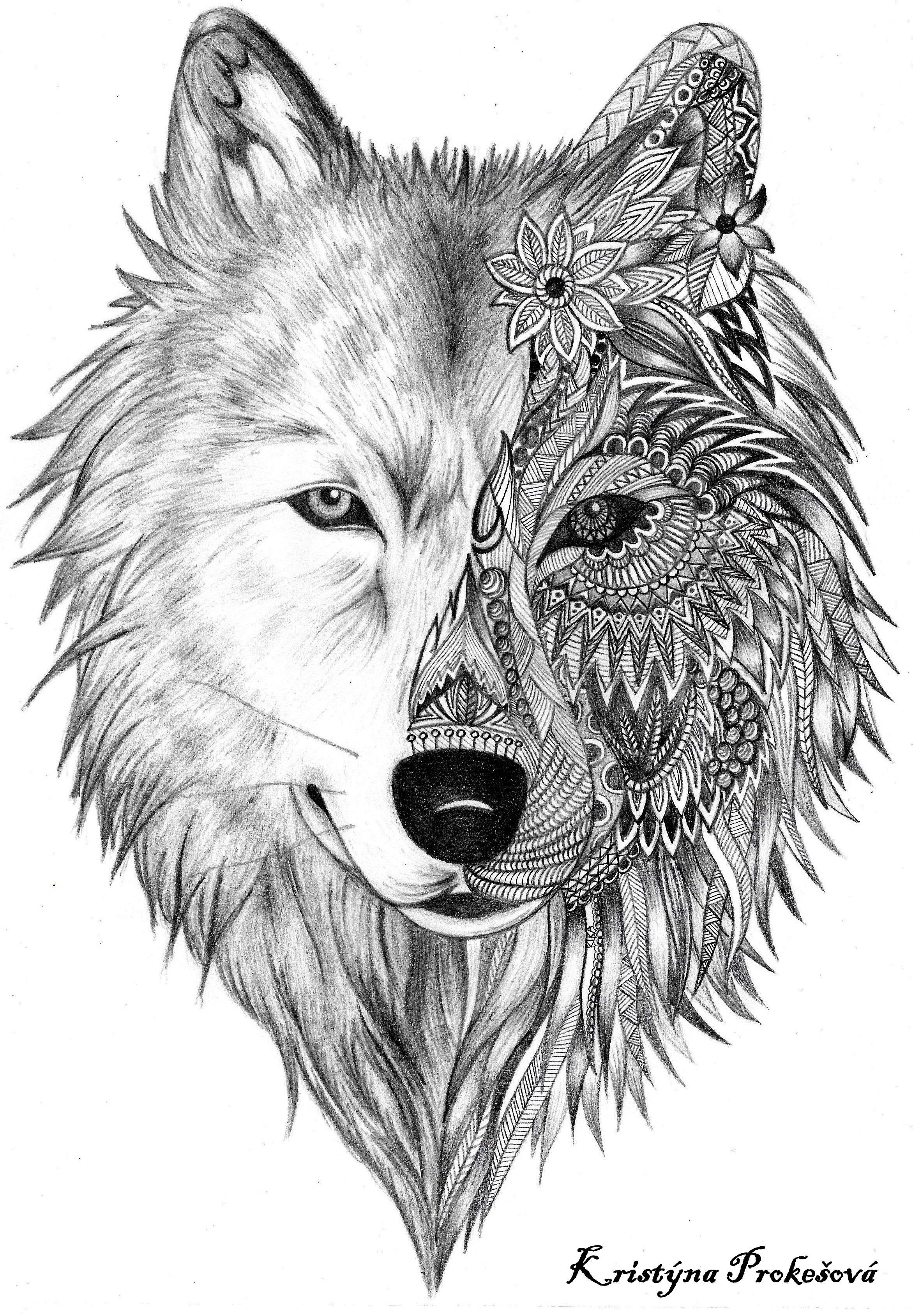 Cartoon Wolf Face Drawing