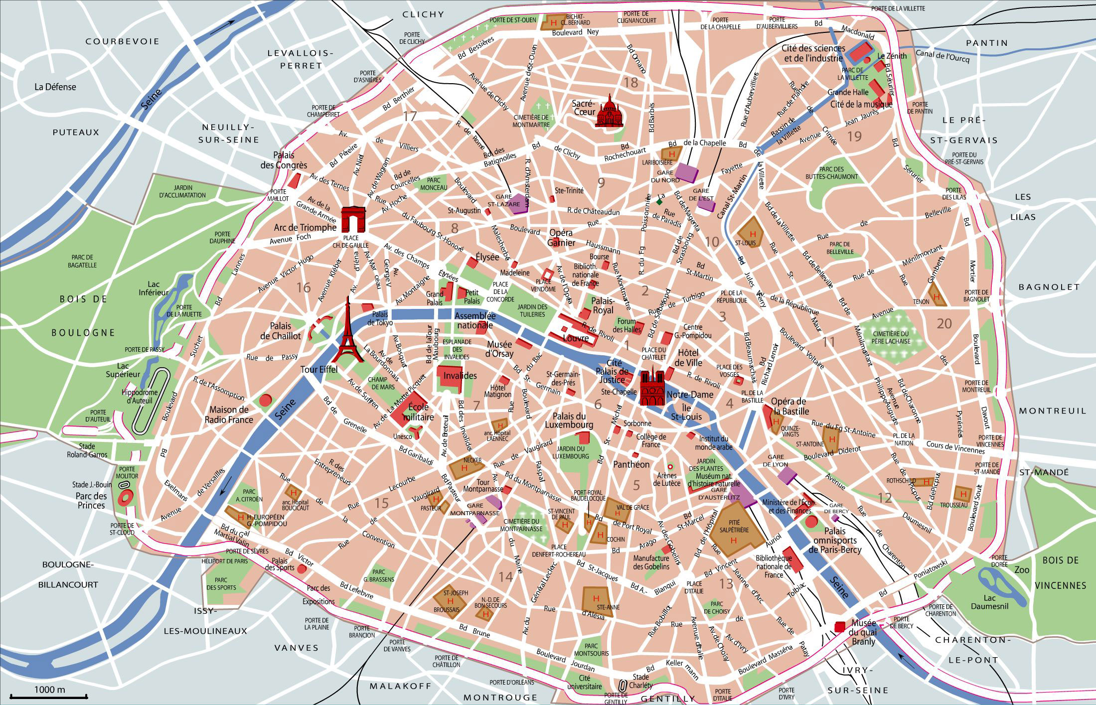 Tourist Map Of Paris Printable