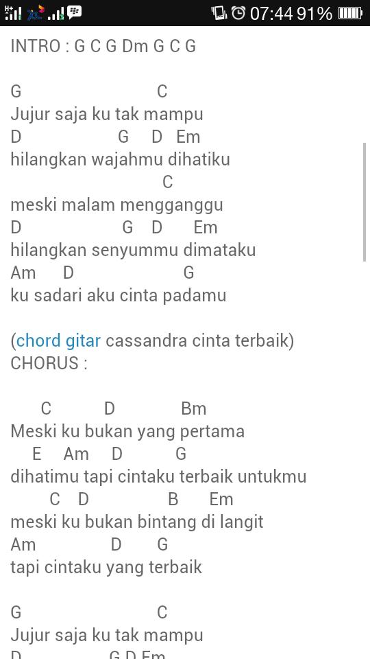 Jujur saja ku tak mampu chord