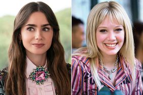 Lily Collins as Emily in episode 410 of Emily in Paris; Hilary Duff The Lizzie McGuire Movie - 2003