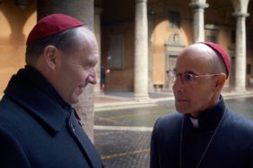 Ralph Fiennes and Stanley Tucci in 'Conclave.'