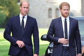 Prince William, Prince of Wales and Prince Harry, Duke of Sussex on the long Walk at Windsor Castle on September 10, 2022 in Windsor, England.