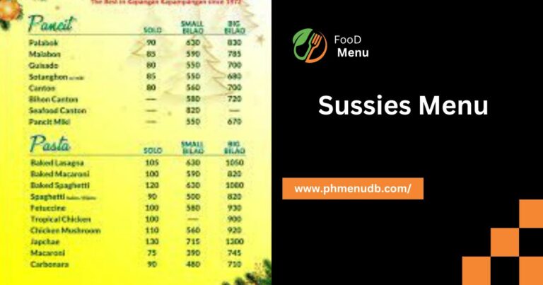 Sussies Menu