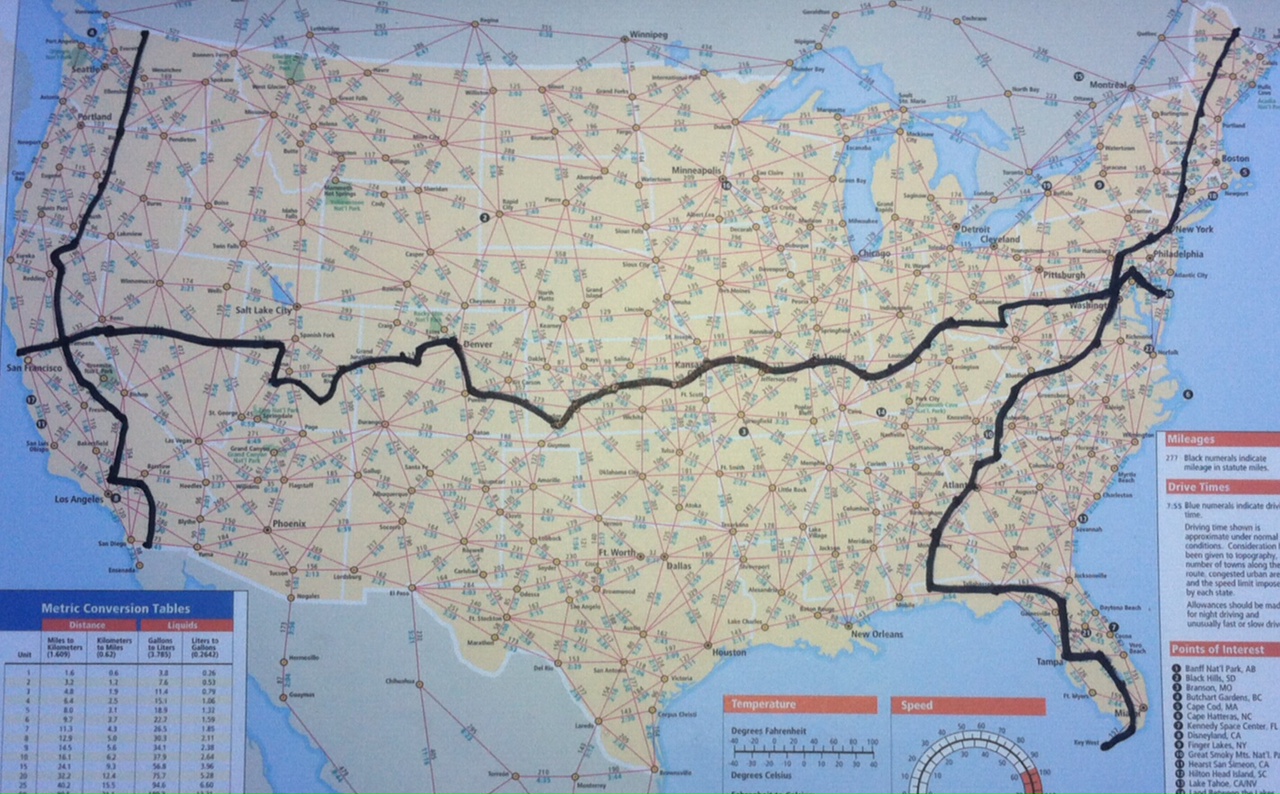 Hands Across America Route Map