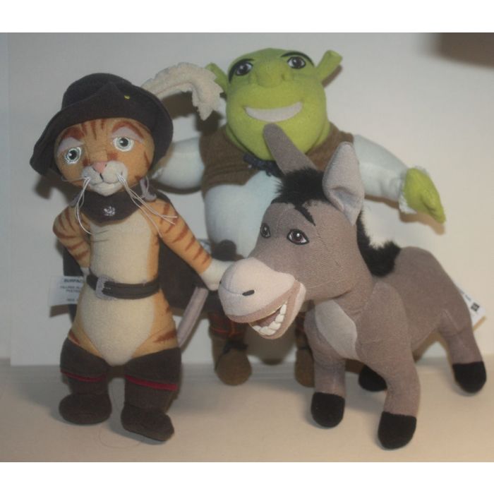 2004 Hasbro Shrek 2 Puss in Boots, Shrek & Donkey Plush on eBid New ...