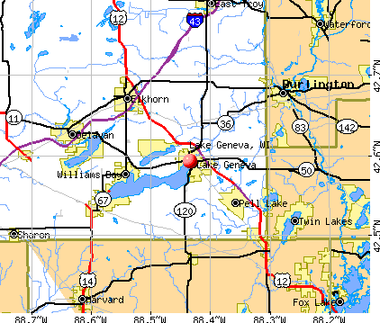 Lake Geneva, WI map