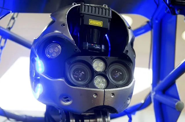 The head of the robot "Walk-Man Humanoid" of the Italian Institute of Technology is pictured at the scientists congress IROS 2015 in Hamburg, Germany October 2, 2015. (Photo by Fabian Bimmer/Reuters)