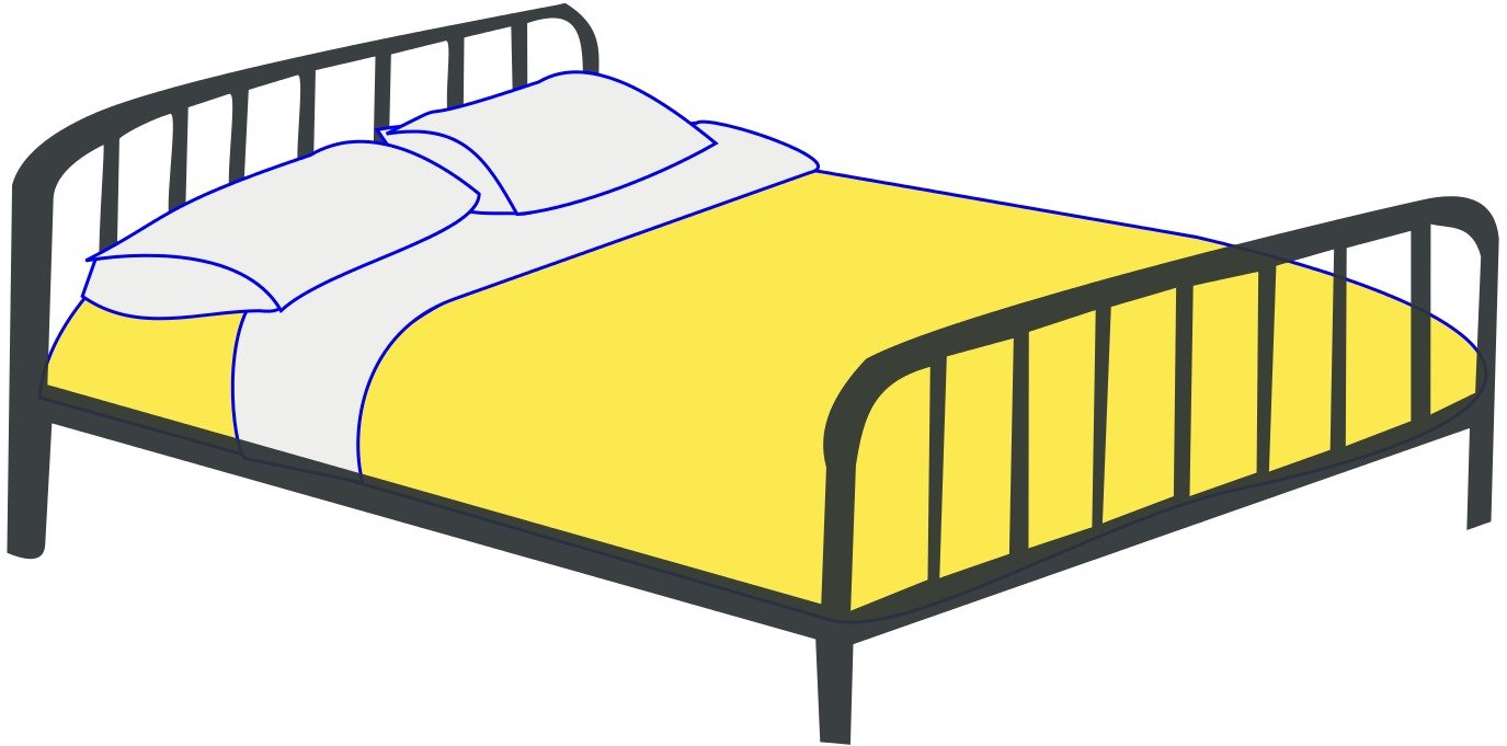 simple Bed with two pillows, Clip Art