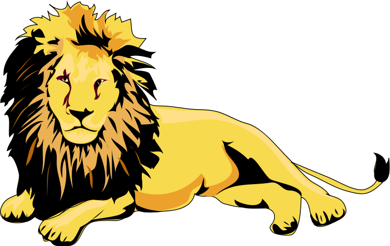 Painted yellow lion on a black background free image download