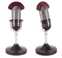 wireless microphones on white background