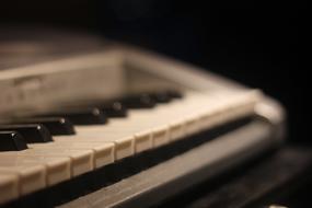 Piano keys close up, shallow depth of field