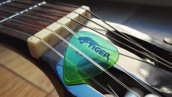 Plectrum on strings of Guitar