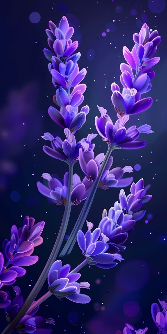 AI-Made, Violet Background, Purple Flowers, Beautiful Nature, Aesthetic Photo, Lilac