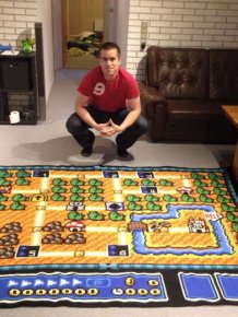 Norwegian Man Spends 6 Years Crocheting A Map From Super Mario Bros. 3