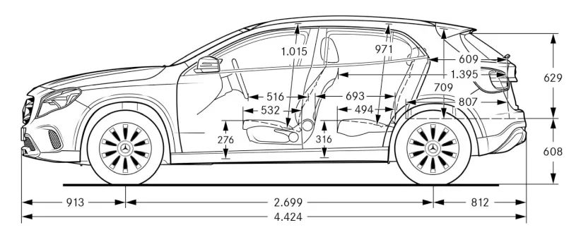 Mercedes,X156,GLA,Maße