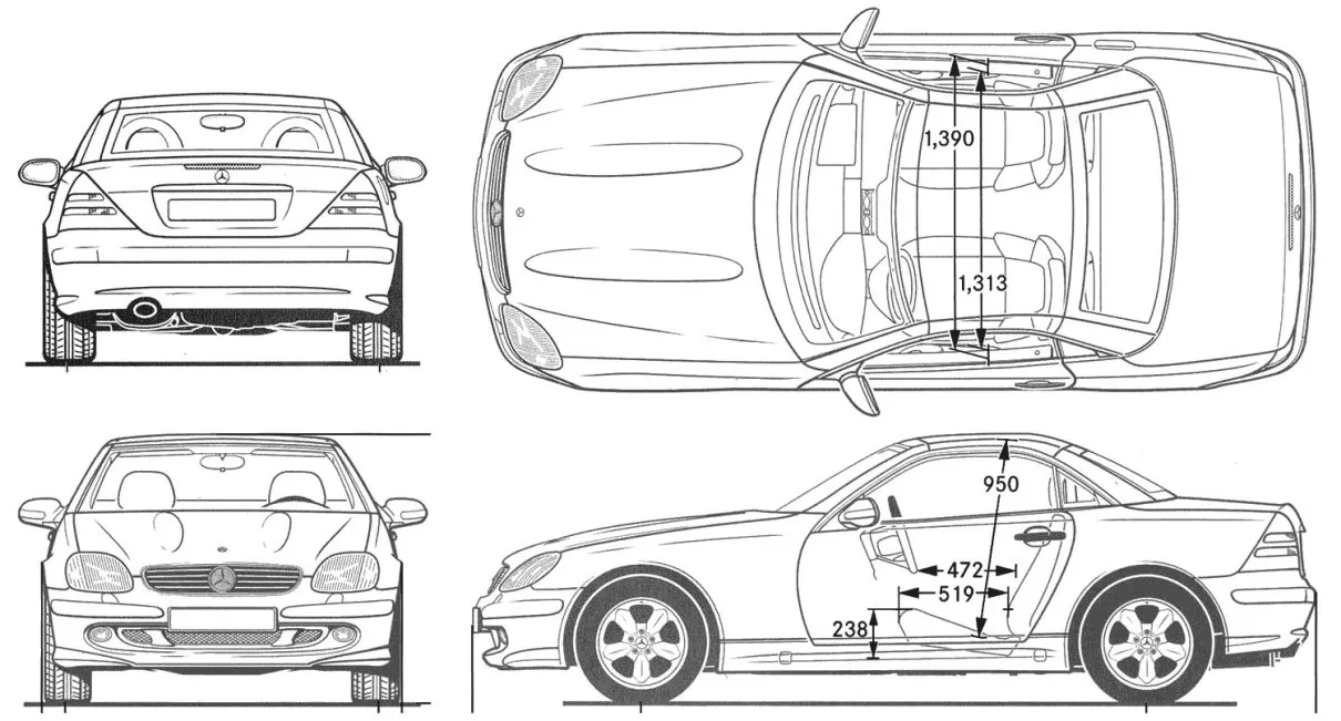 Mercedes,R170,SLK,Maße